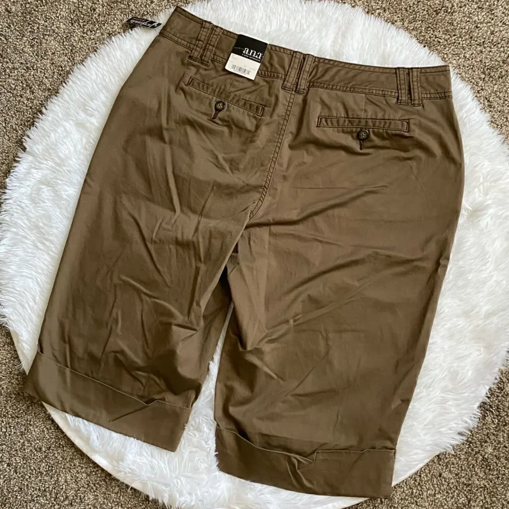 a.n.a‎ Capri Pants Bermuda Olive Brown NEW Women’s Size 12